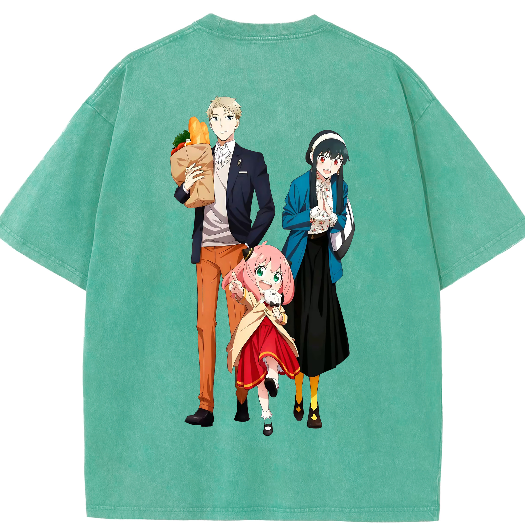 （画像用） SPY×FAMILY间谍家家酒 綿100% ヴィンテージ風 半袖Tシャツ（背面プリント）